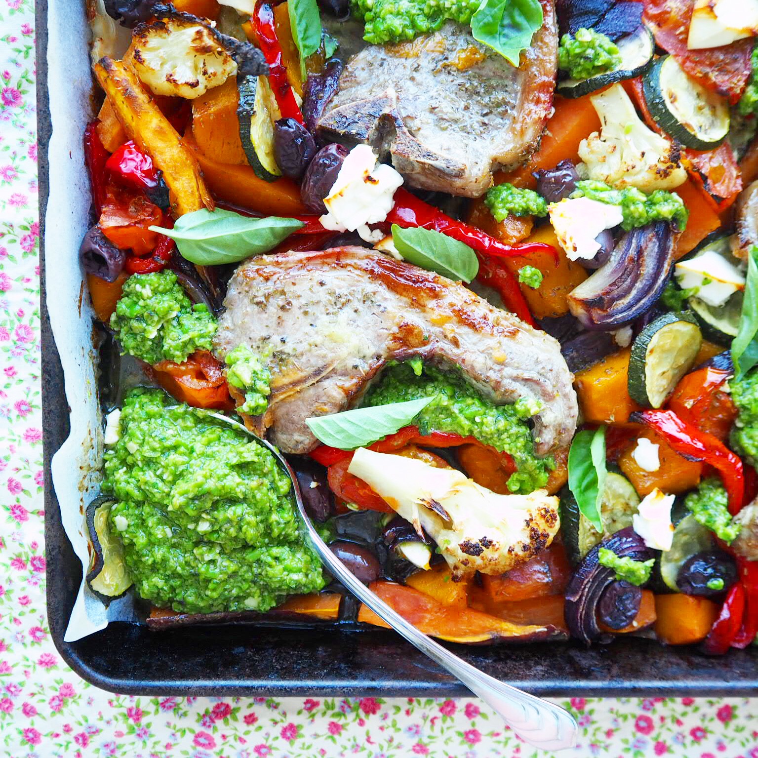 Lamb Tray Bake With Mediterranean Vegetables And Pea Pistou - My Lovely ...